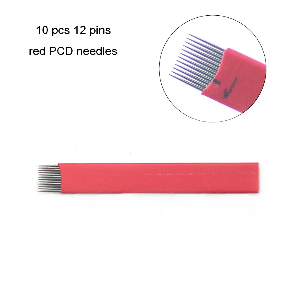 

10PCS/Lot Red 12 Pins Microblading Needles Permanent Makeup Eyebrow Tatoo Blade for Manual Eyebrow Tattoo Machine Pen