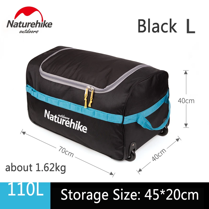 Black 110L Naturehike 85L 110L складной чемодан на колесиках для путешествий сумка для хранения туристическая Водонепроницаемая складная сумка для багажа на колесиках - Цвет: Black 110L