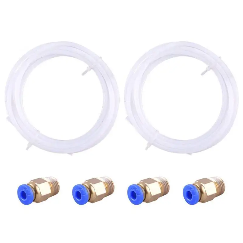 2 шт PTFE тефлоновая трубка (2 метра) с 4 PC4 M10 фитинги для 3D принтера 1 75 мм нить 0 ID/4