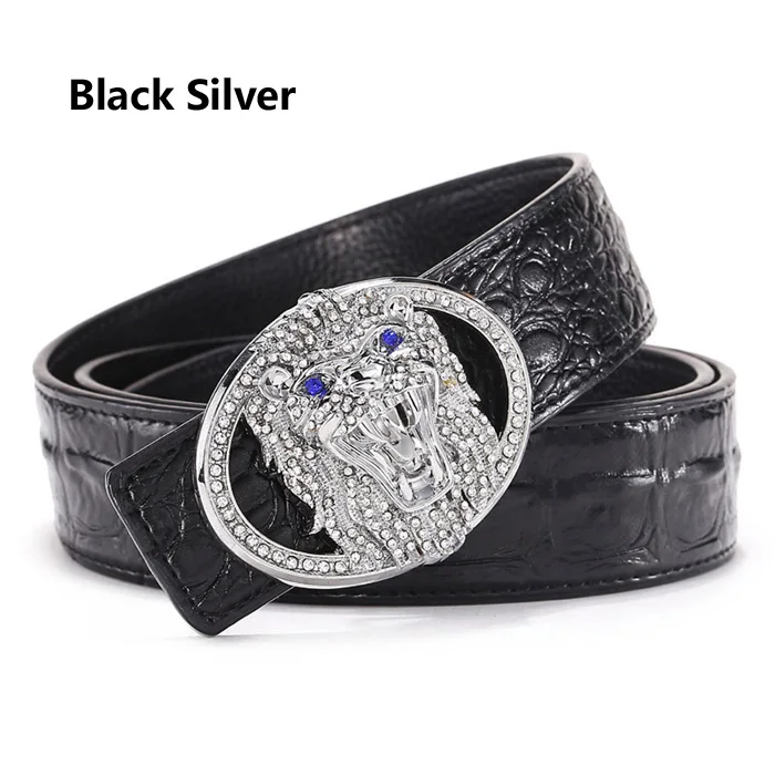 black silver DESTINY для мужчин ремень Элитный бренд известный дизайнер ремни человек Высокое качество мужской пояса из натуральной кожи крокодил - Цвет: black silver