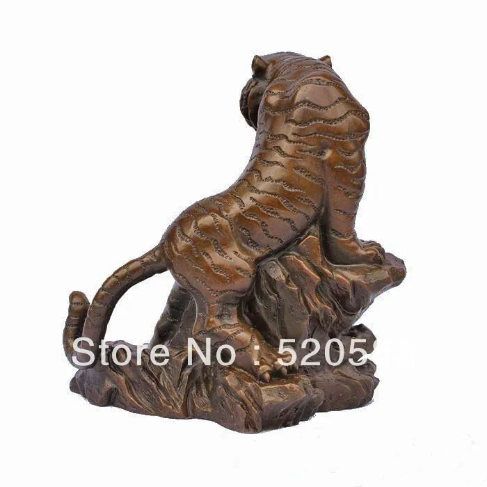 Бронзовые животные скульптура тигр на холме Статуя Фигурка кофейного цвета 6 &quotH