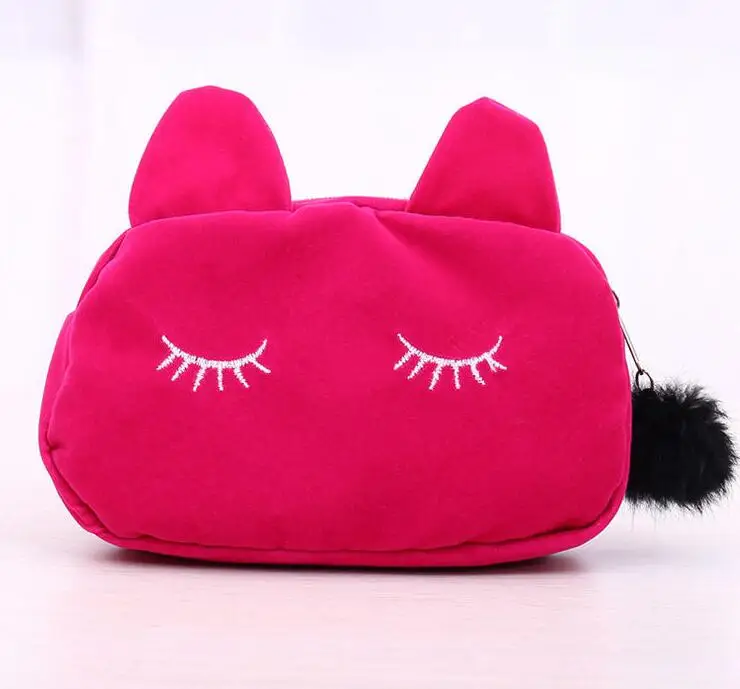 Плюшевый чехол-карандаш с мультипликационным принтом Kawaii Cat, вместительная сумка-карандаш для девочек, детская офисная школьная сумка для канцелярских принадлежностей