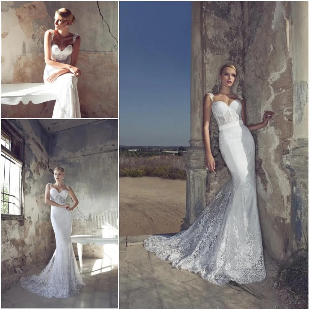 Sexy sweetheart Vintage Mermaid lace wedding dresses Spaghetti straps bridal gowns 2013 Custom made RD1302 | Свадьбы и торжества