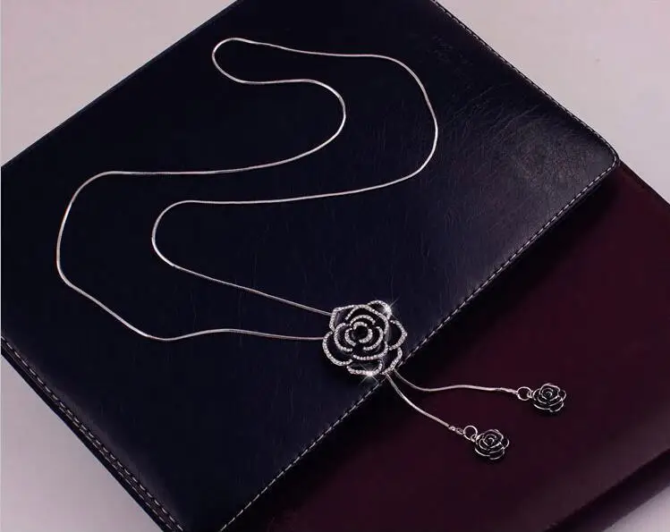 Романтическое красивое винтажное длинное ожерелье с розами украшения со