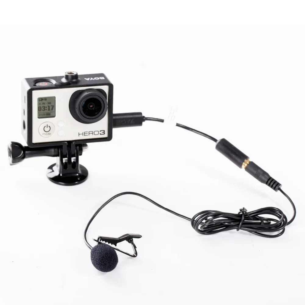BOYA петличный микрофон для GoPro HERO3 3 + 4 кабеля Micro USB Clip on всенаправленный