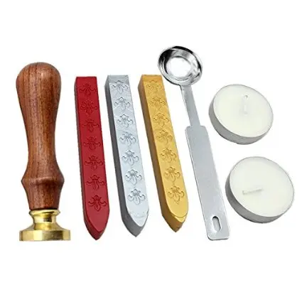 Skull Vintage Rosewood Wax Seal Stamp Set With Gold Red Silver Sticks | Дом и сад