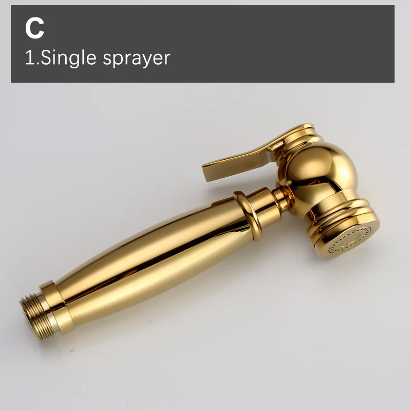 C Hand Held Bidet Sprayer Gold Brass Douche Toilet Kit Hand Held Toilet Shattaf Shower Head Copper Valve Set Faucet AP2107 - Цвет: C