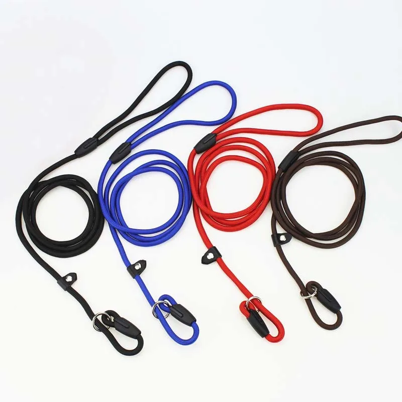 140cm Length 0.6/0.8/1.0cm Diameter Nylon Dog Leash Rolled Round Strong Slip Dog Lead Collar Pet Training Rope Correa Perro 10E