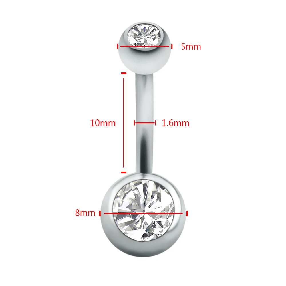 ZS 12 шт цветные ювелирные изделия из нержавеющей стали для тела двойной кристалл