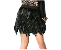 new women feather mini skirt elastic waist high street gradient color feather party skirt green purple