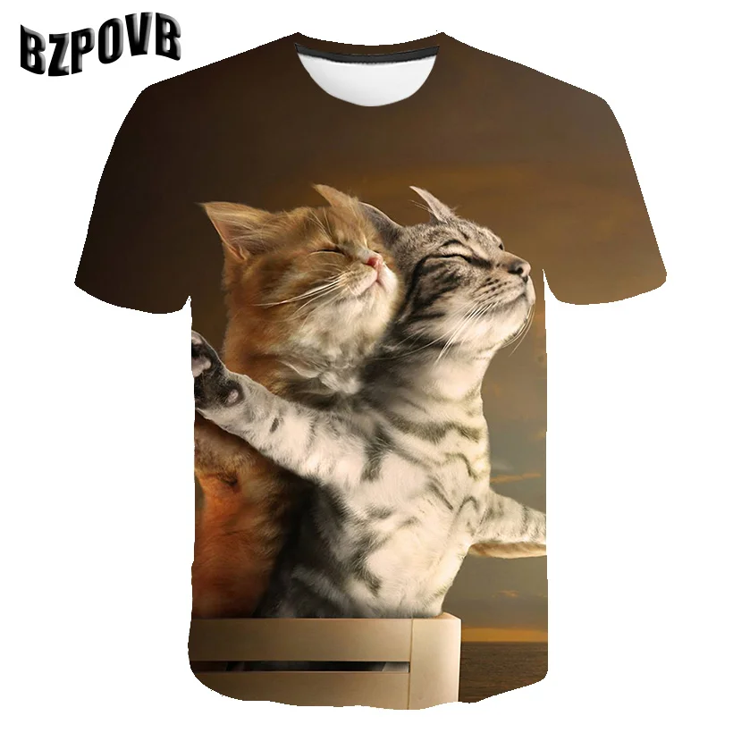 2019 новейшие мужские футболки galaxy space printed creative cat Мужская 3D футболка's