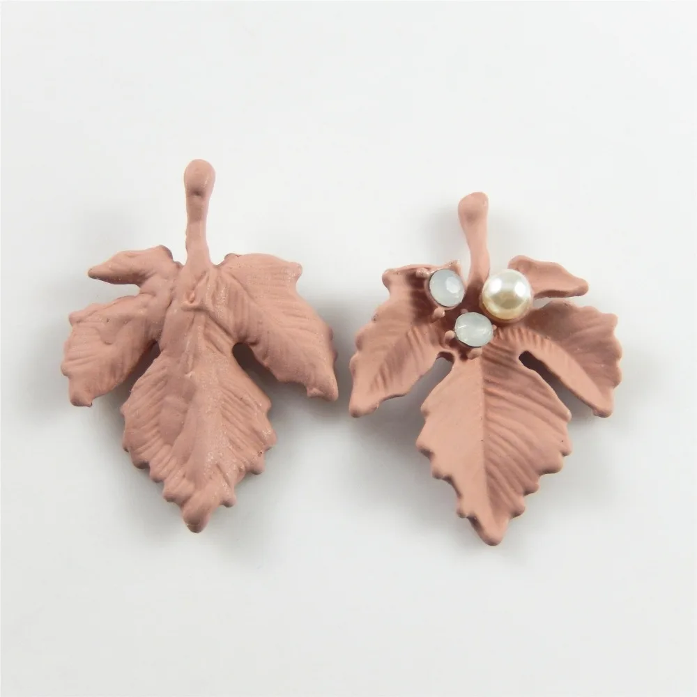 10PCS Pink Tree Leaves Pearl Vintage Zinc Alloy Maple Feather Pendants Charms for Necklace DIY Jewelry Findings Gifts | Украшения и