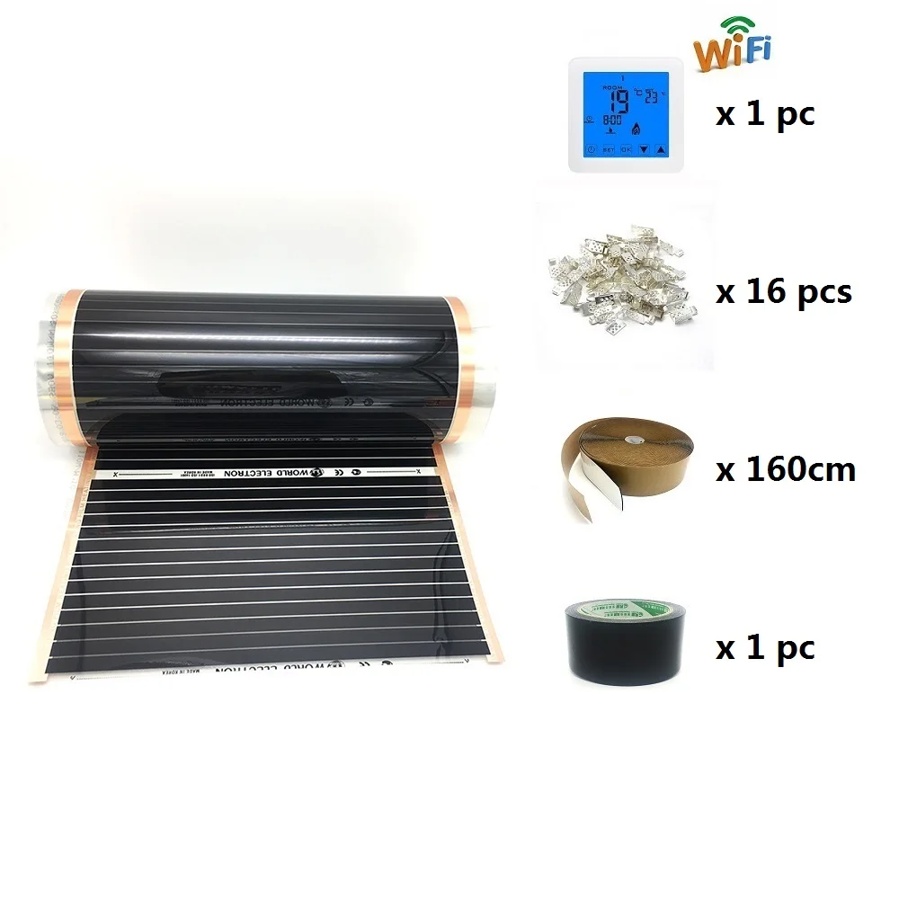 MINCO HEAT 8m2 напольные Углеродные нагревательные пленки комплекты 220 Вт/м2 220 В теплый коврик обогреватель комнаты