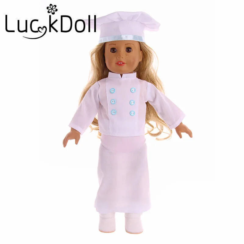 Одежда шеф-повара LUCKDOLL подходит для 18-дюймовых американских кукол 43 см