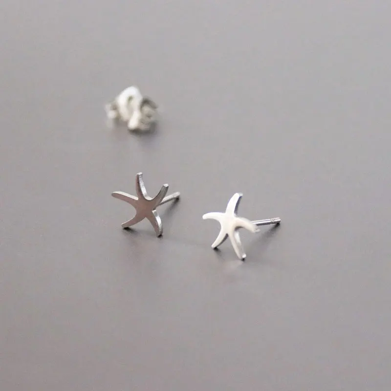 1 пара крошечная звезда серьги рыбки из нержавеющей стали гвоздики модный
