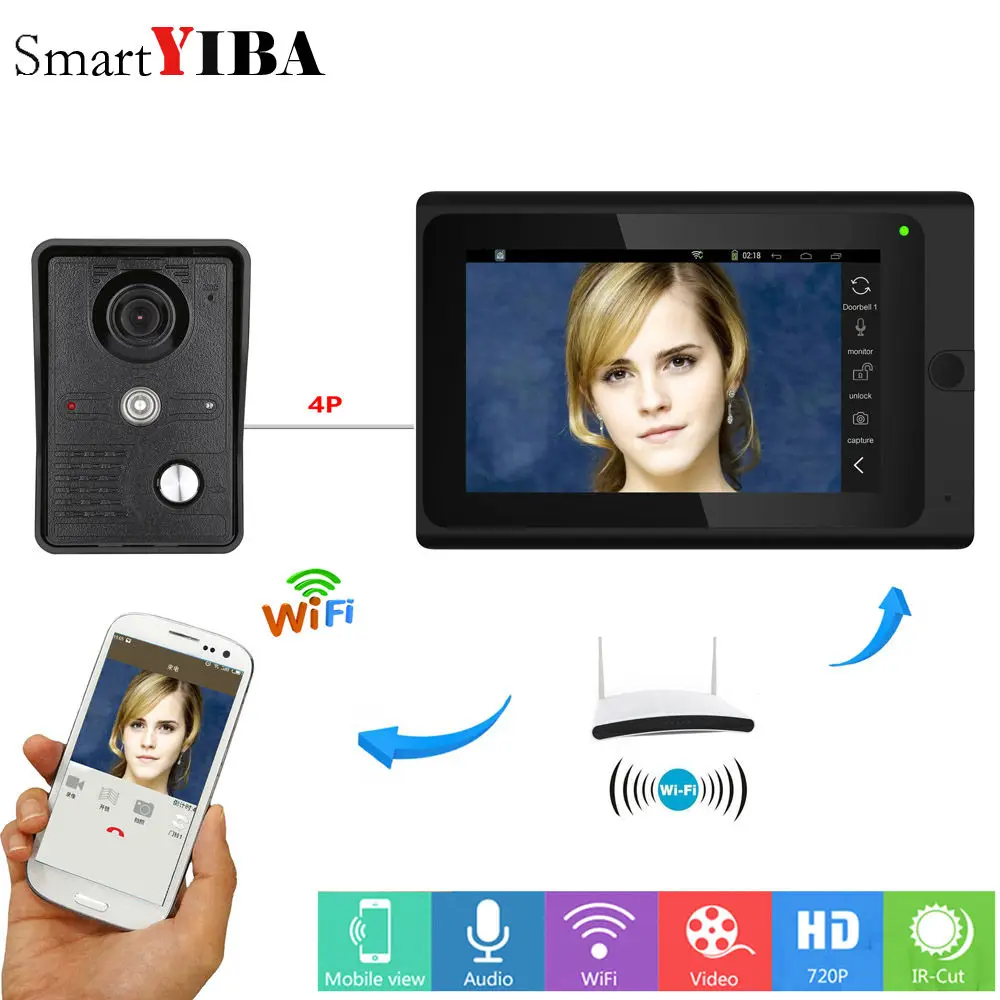703MKB11 " HD wifi Смарт видео домофон приложение управление беспроводной wifi домофон системы с отпечатком пальца RFID пароль видео домофон комплекты - Цвет: 703MKB11