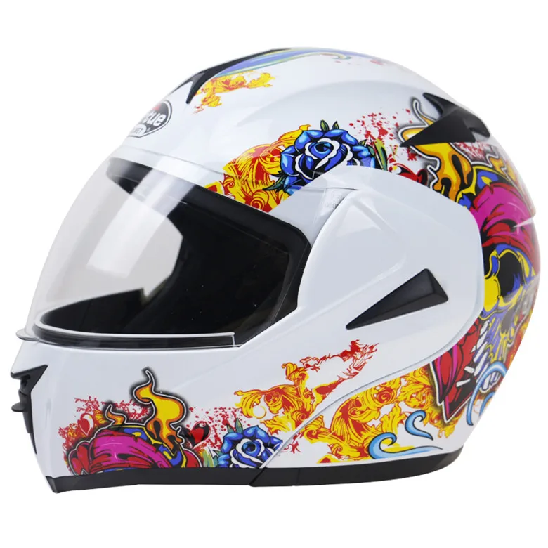 white decal DOT ECE Стандартный Мотоциклетный Шлем модульная функция шлем четыре сезона велосипед защитный шлем VR-808 casco - Цвет: white decal