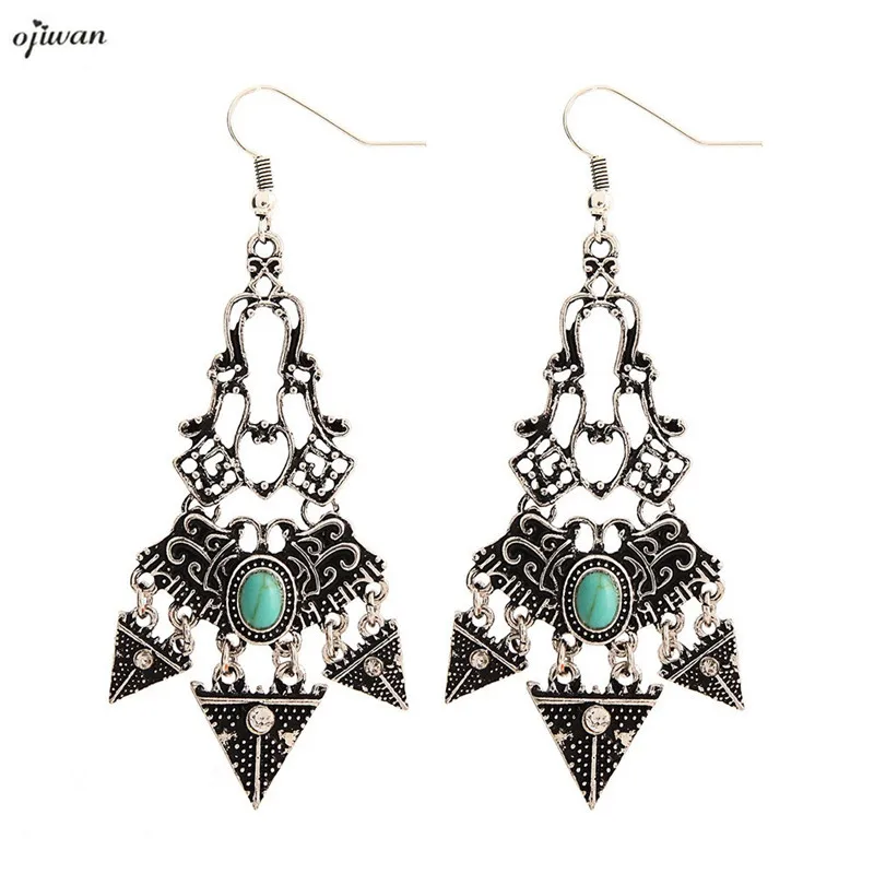 серьги с камнями Чешские Серьги Boho Хиппи Шик aritos Цыган Люстра в Стиле Ар-Деко