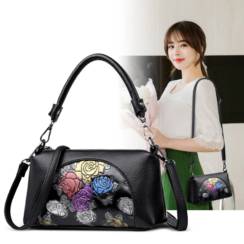 Floral Bags For Women 2019 Leather Luxury Handbags Designer High Quality Shell Bag Chinese Style Sac A Main | Багаж и сумки