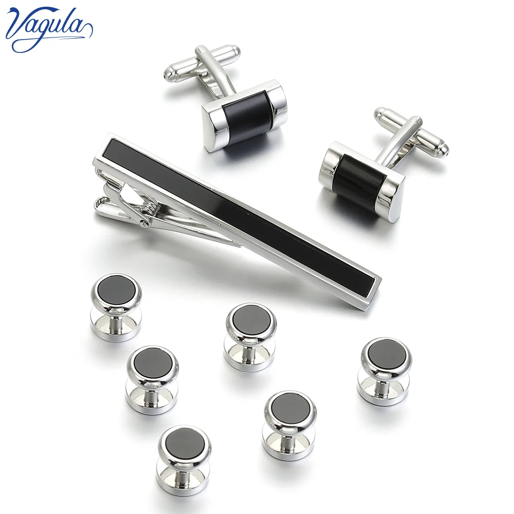 

VAGULA New Hot sale 9pcs set Tie bar Cufflinks Collar Stud Spinki Tuxedo Tie Pin Gemelos Cuff Link Tie Clip Men Jewelry Gift 95