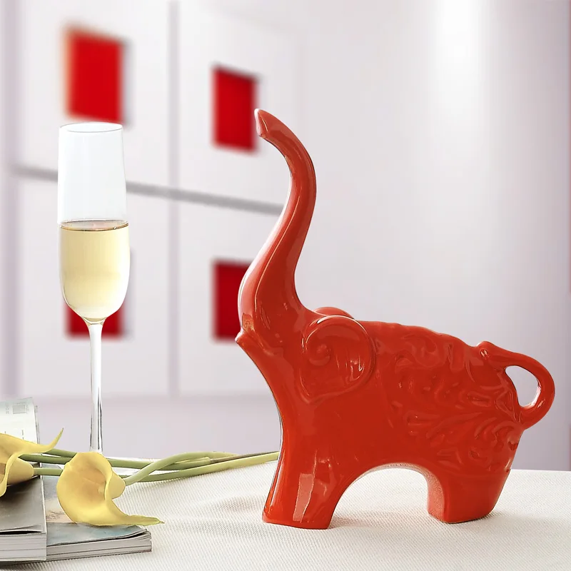 Красные черные керамические Африканский слон home decor ремесел украшения комнаты