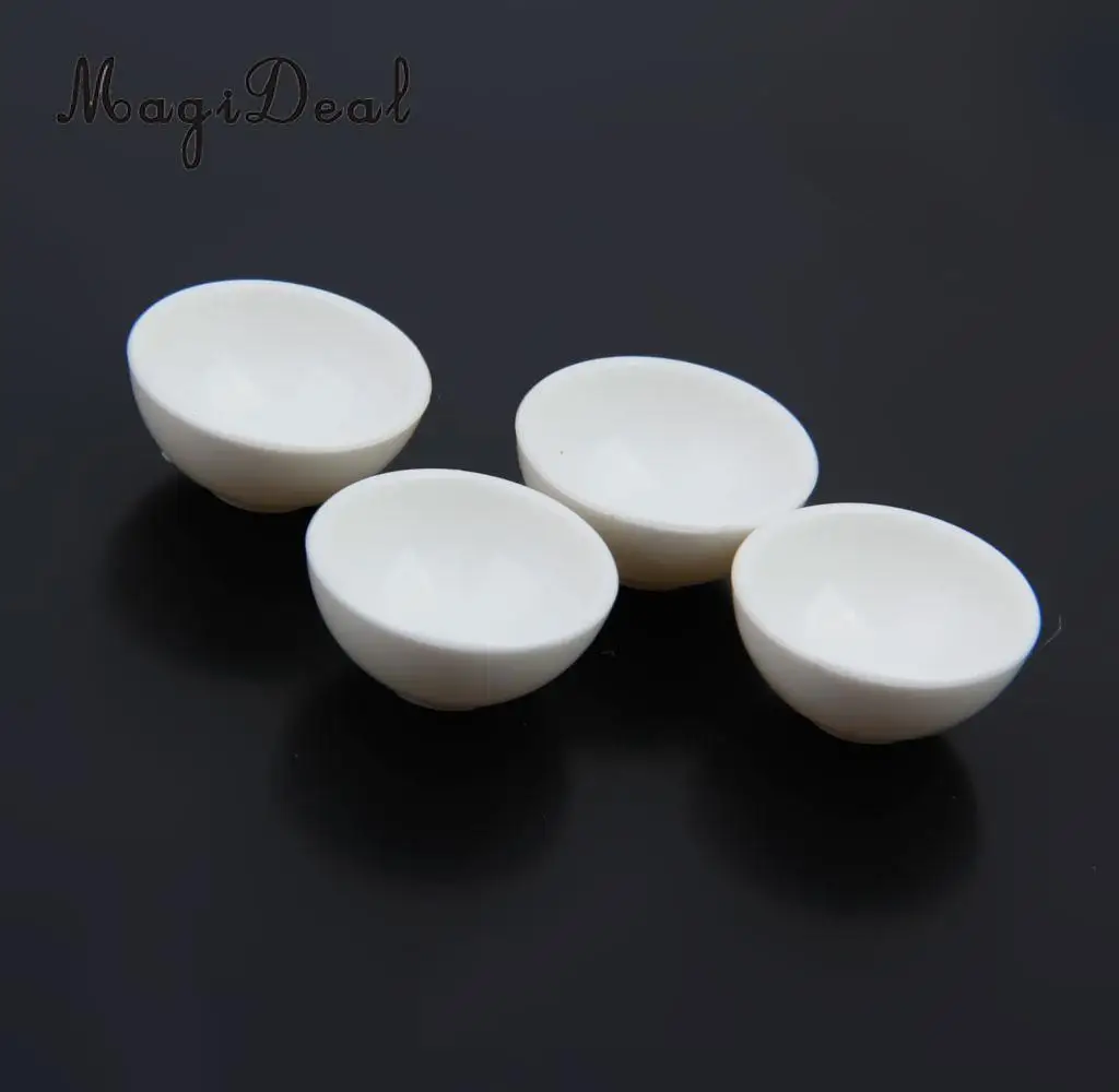 MagiDeal мини 4 шт./лот кукольный домик миниатюрная белая круглая рисовая миска
