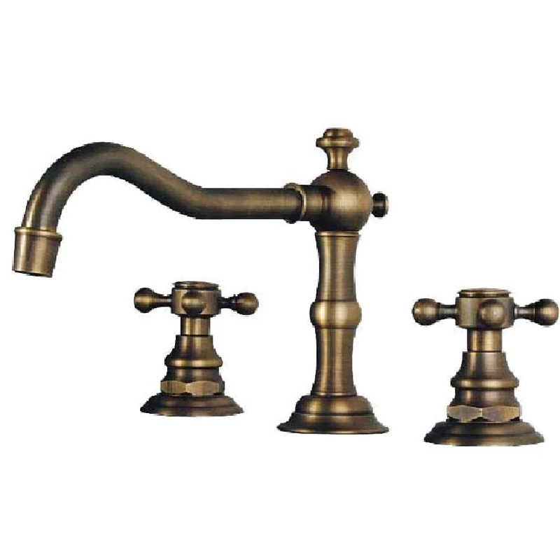 

Azos Split FaucetSoft Basin Brass Antique Brass Cold and Hot Switch Bathroom vegetable Sink Shower Room Double Handle Three Hol