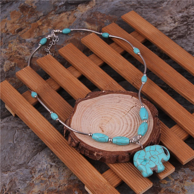 Женское Ожерелье из слона этническое цыганское серебряное с камнями|elephant pendant
