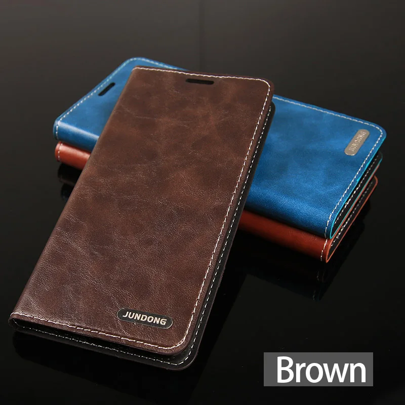 Коричневый Чехол для телефона для Xiaomi mi 9 se 9T 8 5S Plus mi x 2S Max 3 F1 A1 A2 A3 кожаный флип-кошелек с масляным воском для Red mi Note 5 6 7 - Цвет: Коричневый