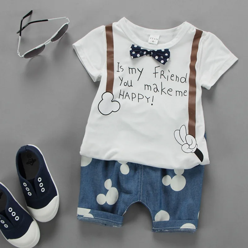 2018 летний комплект одежды для маленьких мальчиков из 2 предметов рубашка с