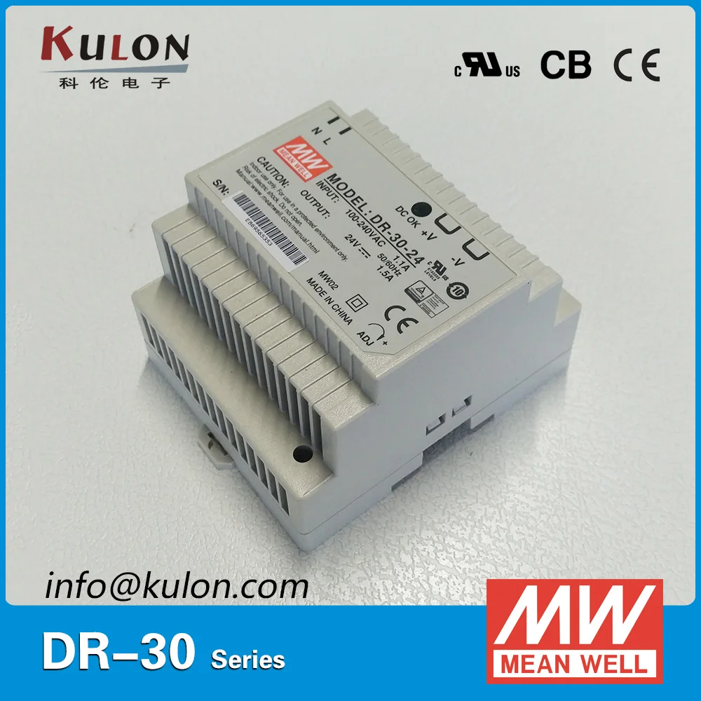 Оригинальный источник питания Meanwell DR 30 24 с одним выходом Вт 1 5 А В Промышленный