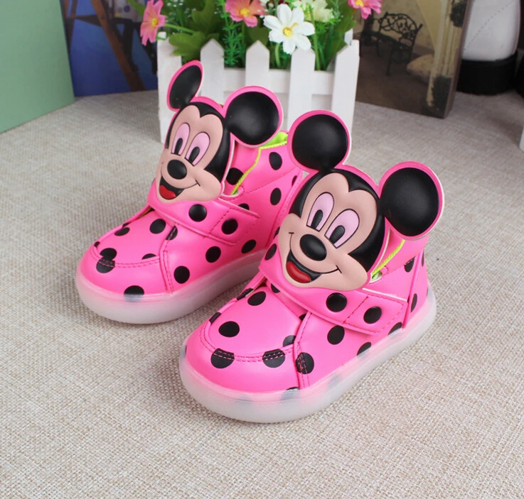 2018 модные светящиеся кроссовки для мальчиков и девочек с Минни Маус детская