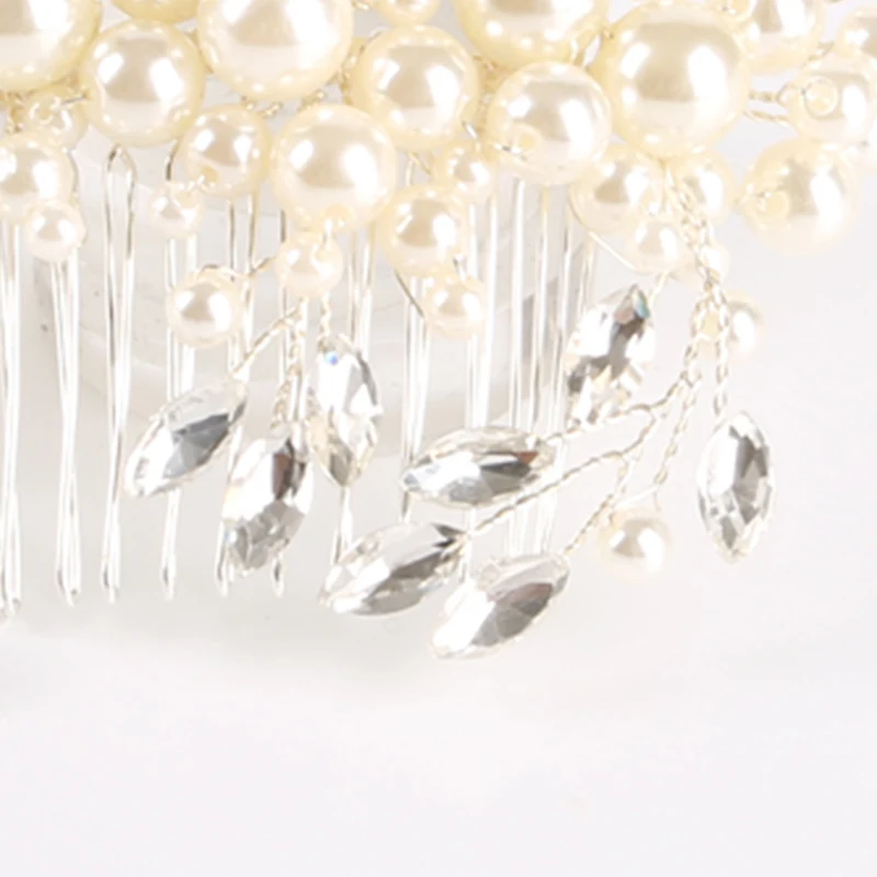 Fashion Handmade Simulated Pearl Women's Hair Combs For Wedding Accessories Bride Comb tiara Headpiece Jewelry FS075 | Украшения и
