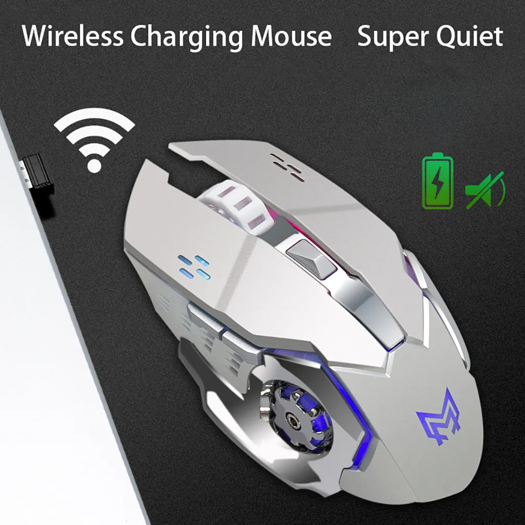 Перезаряжаемая Беспроводная Бесшумная USB оптическая эргономичная игровая мышь с