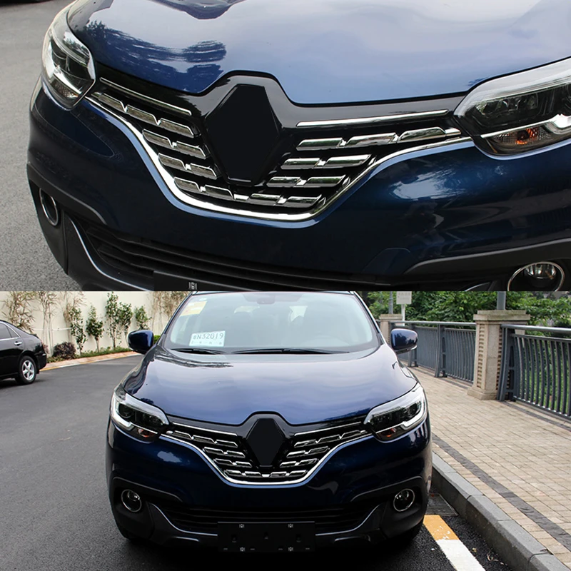 Хромированная передняя центральная сетка гриль крышка накладка для Renault Kadjar радиатор протектор молдинг протектор акцент