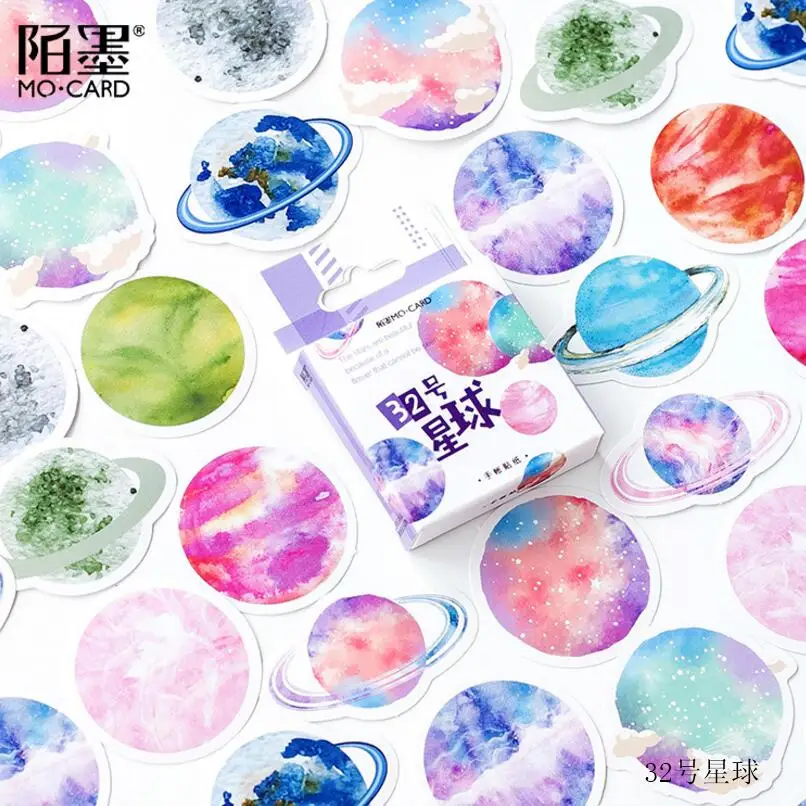 45 шт./кор. милые канцелярские наклейки DIY Цветная Клейкая Бумага Kawaii Moon Plants для