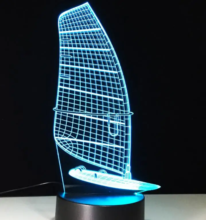 Sailing Boat 3D ретро старинный парусный морской корабль светодиодный светильник 7 цветов меняющий иллюзию ночной Светильник USB настольный Декор Светильник ing Прямая поставка - Испускаемый цвет: Sailing Boat