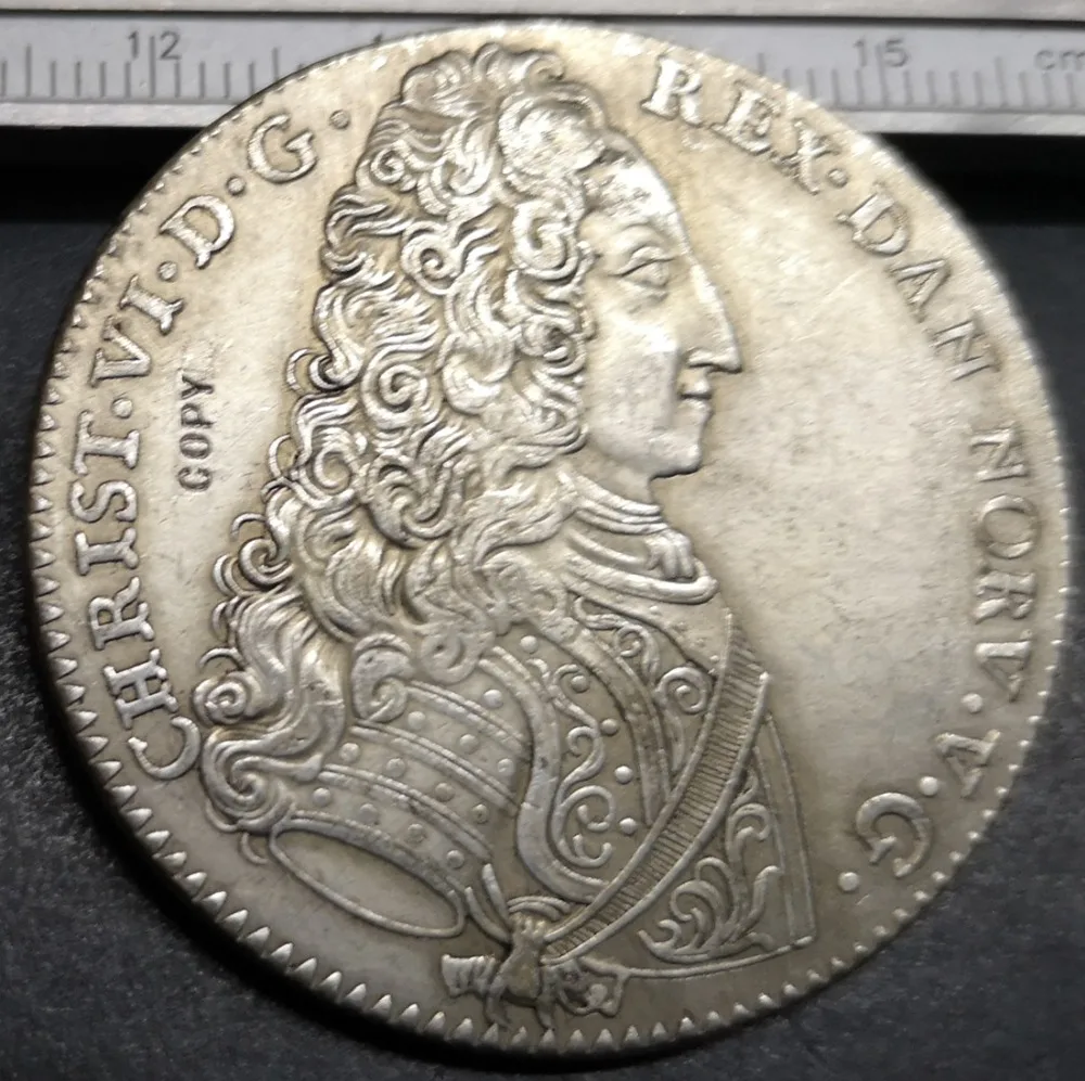 1733 Дания 6 Марк-Кристиан Ви (Королевский визит в Норвегию) Посеребренная копия