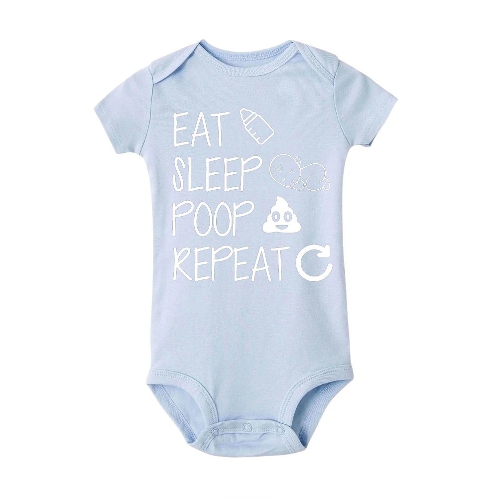 FashionInfant детским комбинезончиком Eat Sleep корма Повторите летняя одежда для малышей