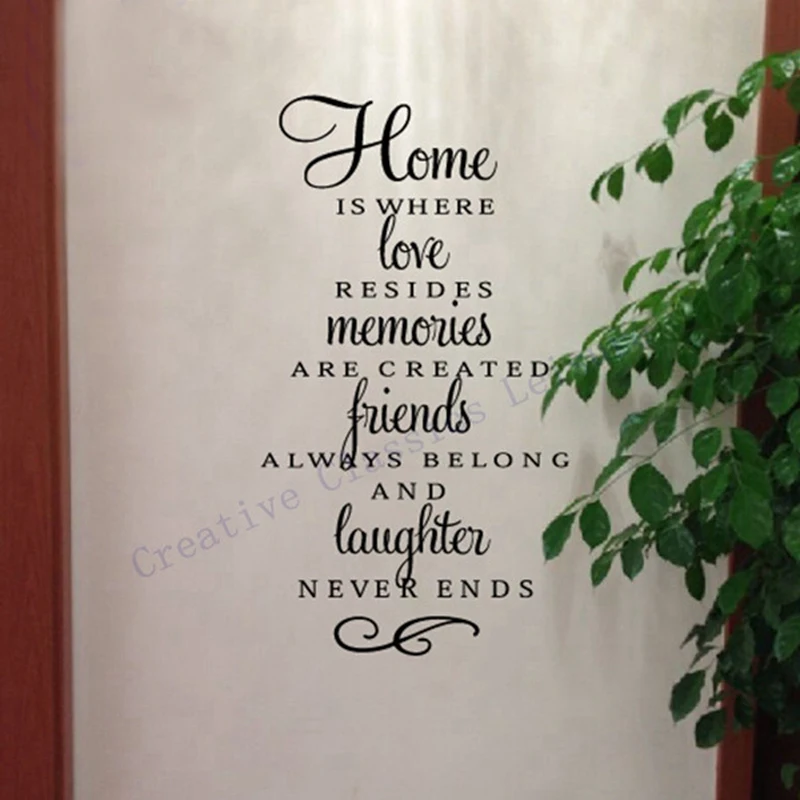 Free shipping wall quote stickers home decor - Home is where love resides...Modern art vinyl decal | Дом и сад