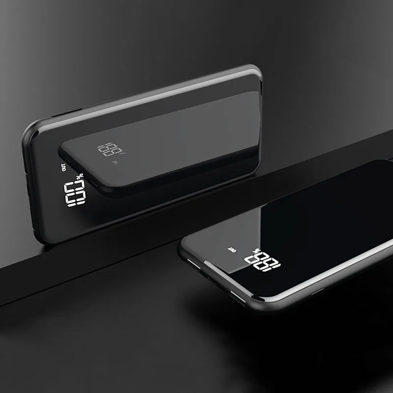 2 шт Qi Беспроводное зарядное устройство для iphone 11 pro samsung S8 S9 Быстрая зарядка Портативный 10000 мАч Внешний Аккумулятор Чехол