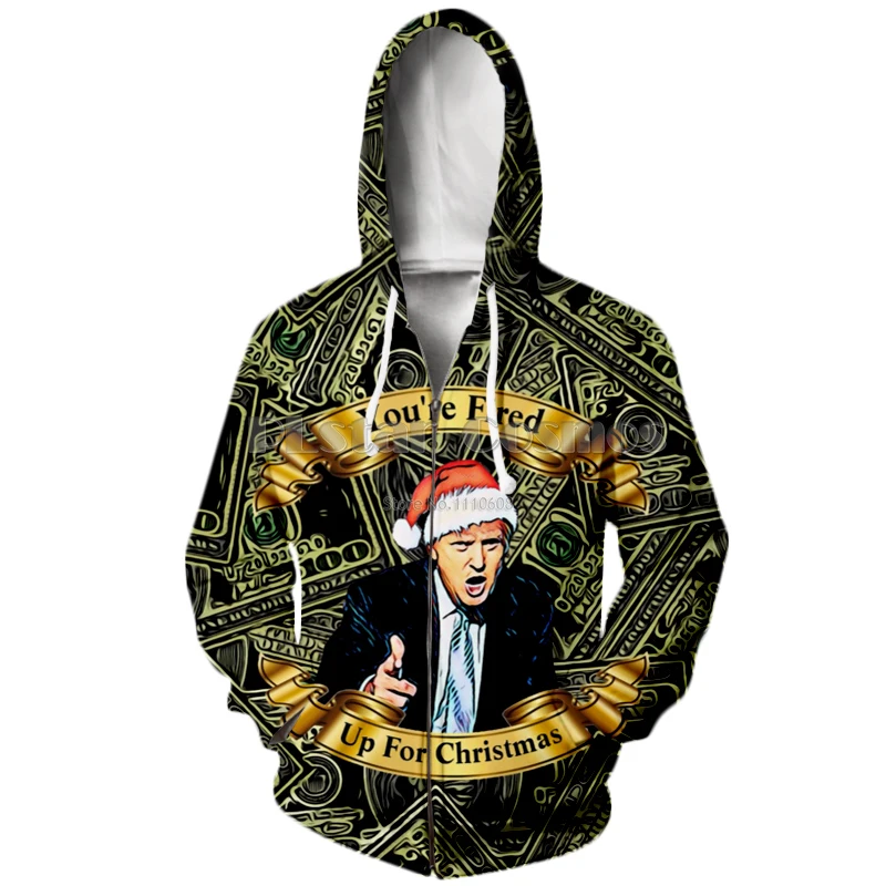 

New Men Women 3D Print Donald Trump Christmas You re Fired Hoodies funny Casual Pullover Long Sleeve Sweatshirt Clothing coat