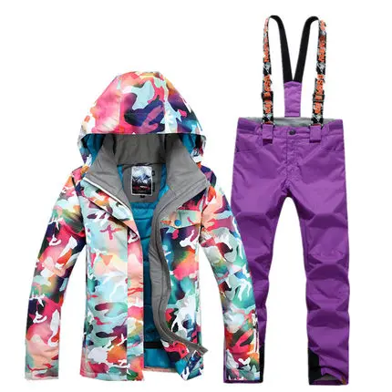 Зимний женский лыжный костюм GSOU зимняя уличная ветрозащитная Водонепроницаемая