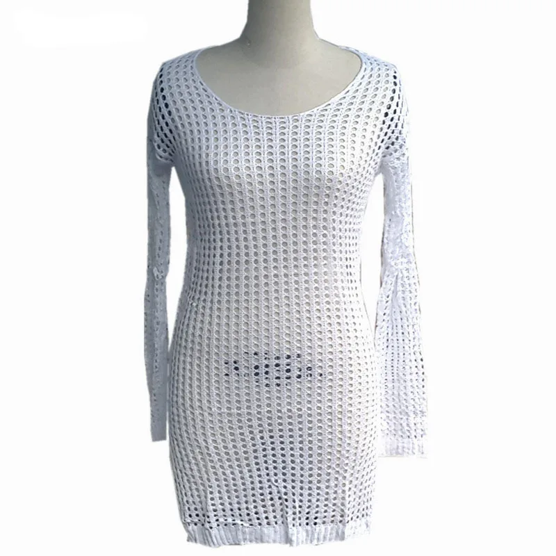 tee shirt femme Sexy Summer Women Mesh Knitted Crochet Beach Tops T Shirts Swimsuit Cover Up Swimwear Bikini Wrap Bathing Suit | Женская