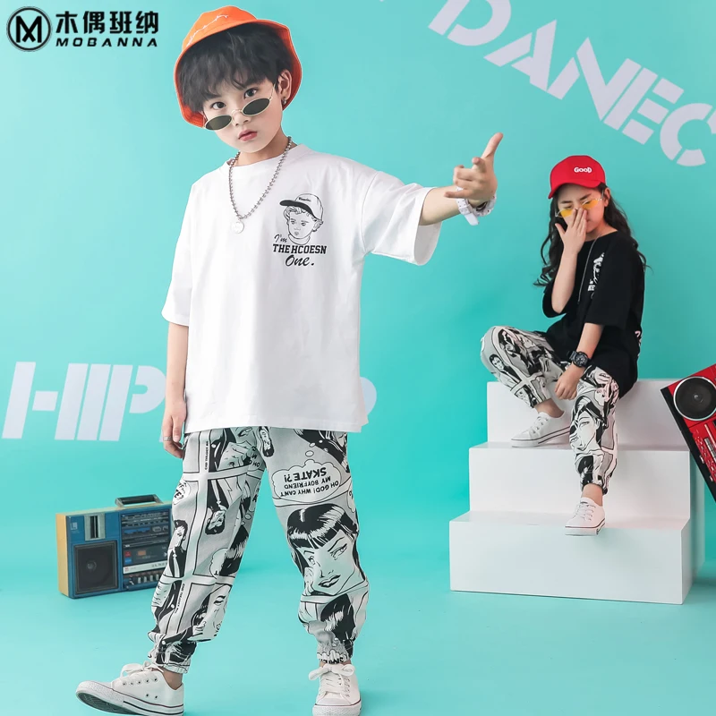 Детская одежда в стиле хип-хоп свободная футболка большого размера для бега топы