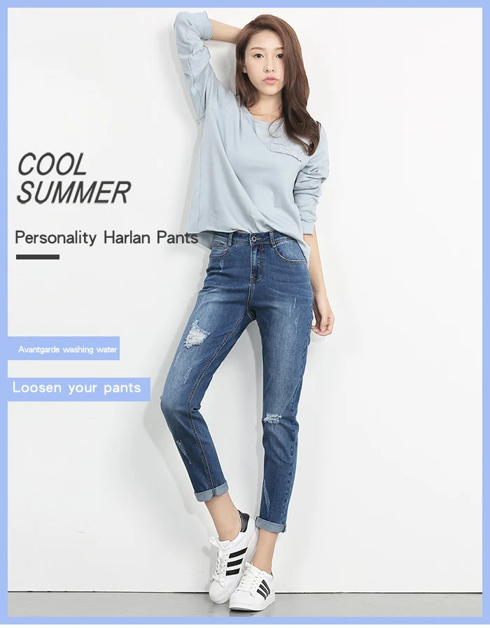 Женские свободные джинсы LEIJIJEANS, модные "рваные" синие джинсовые брюки полной длины, больших размеров, с потертостями, со средней посадкой, лето