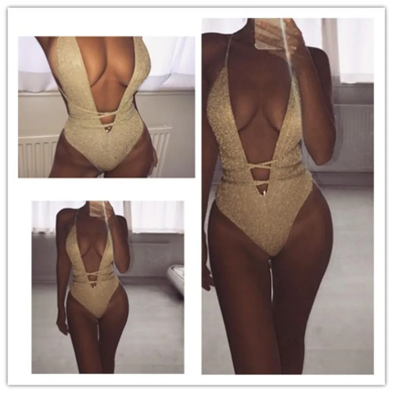 2019 сексуальный женский цельный купальник с блестками пуш ап высокой талией
