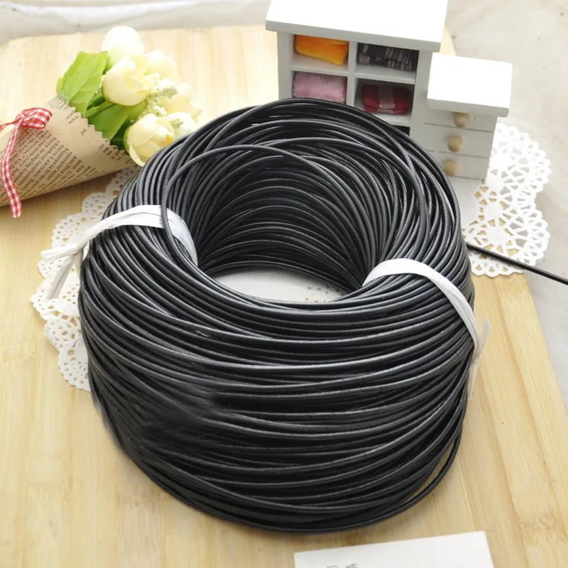 5 м Черная веревка из натуральной кожи шнурок DIY шнур ожерелье браслет ювелирные изделия Ремесло горячая распродажа