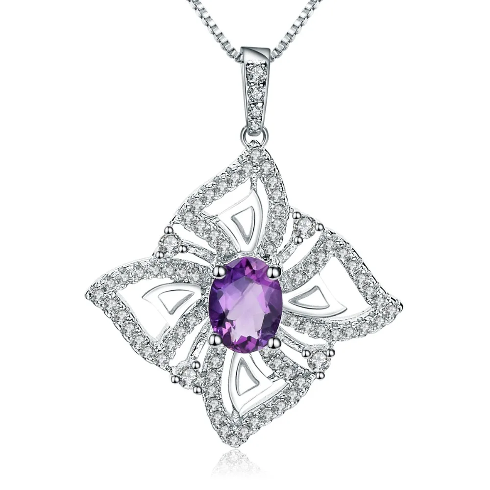 Женский кулон бабочка GEM'S BALLET 1.30Ct Овальный натуральный аметист ювелирное