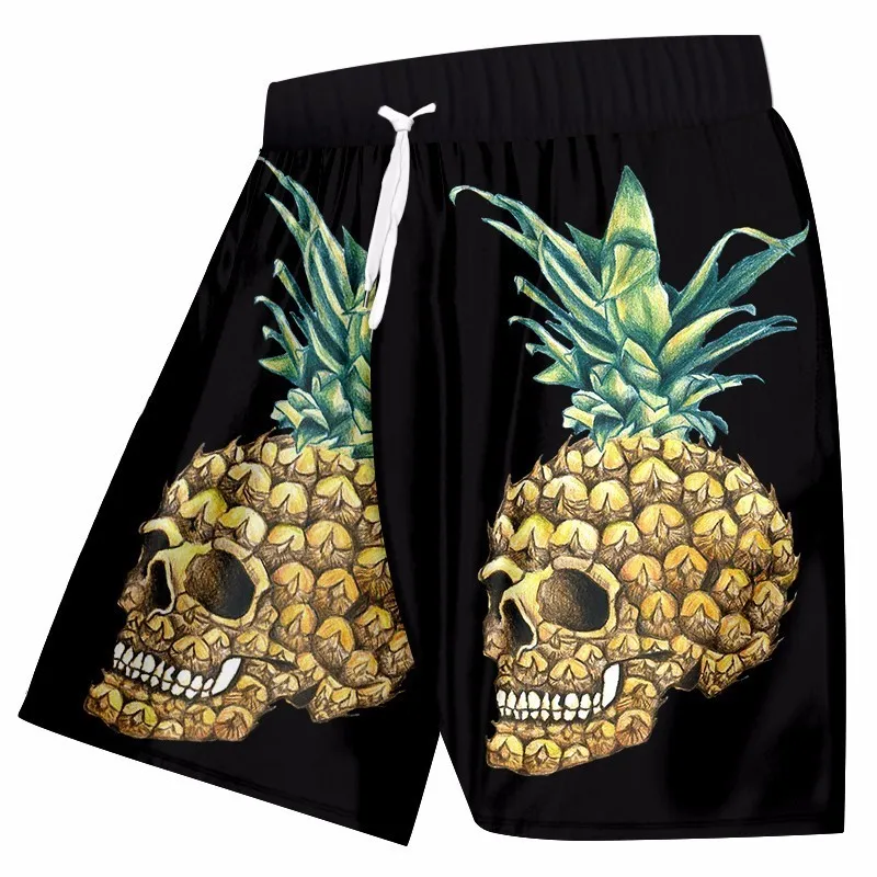 Шорты пляжные OGKB мужские с забавным принтом бермуды 3D ананаса черепа хип хоп